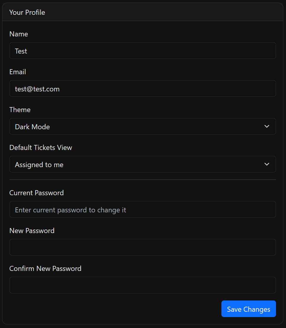 Technician profile and personal settings